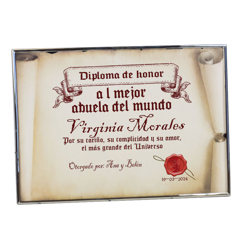 Diploma abuela con marco metálico